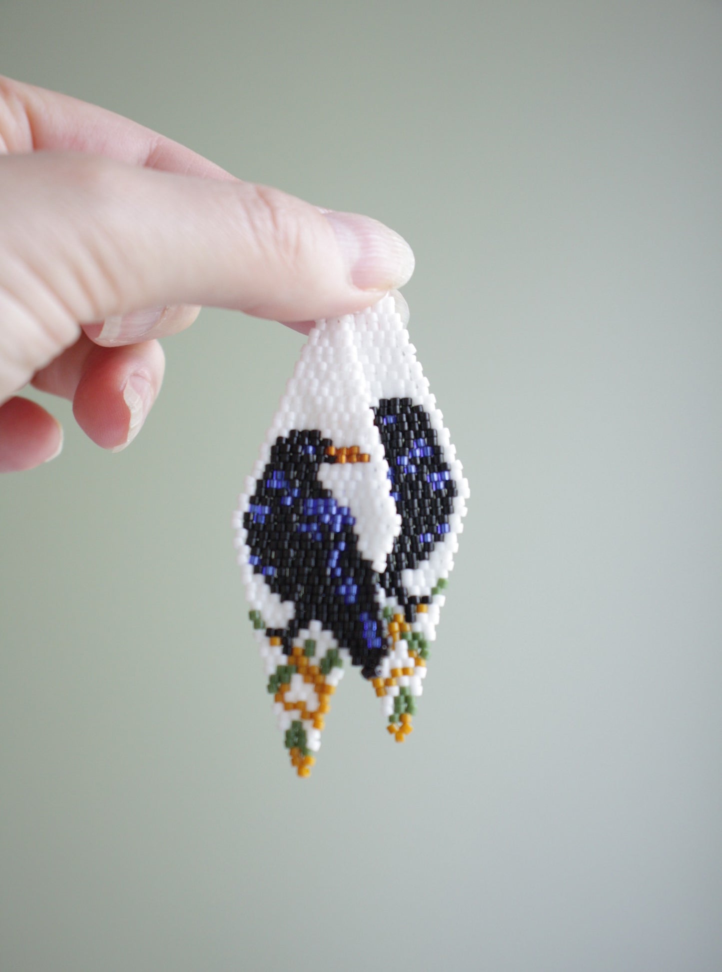 Handwoven Raven Diamond Earrings – Seed Bead Jewelry