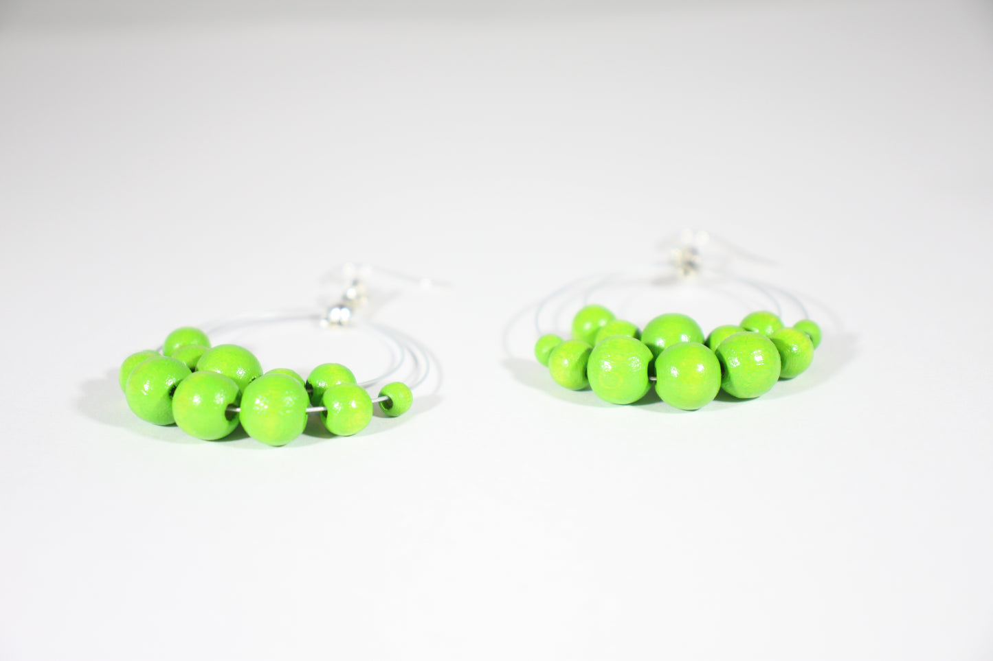 Wooden bead earrings light green