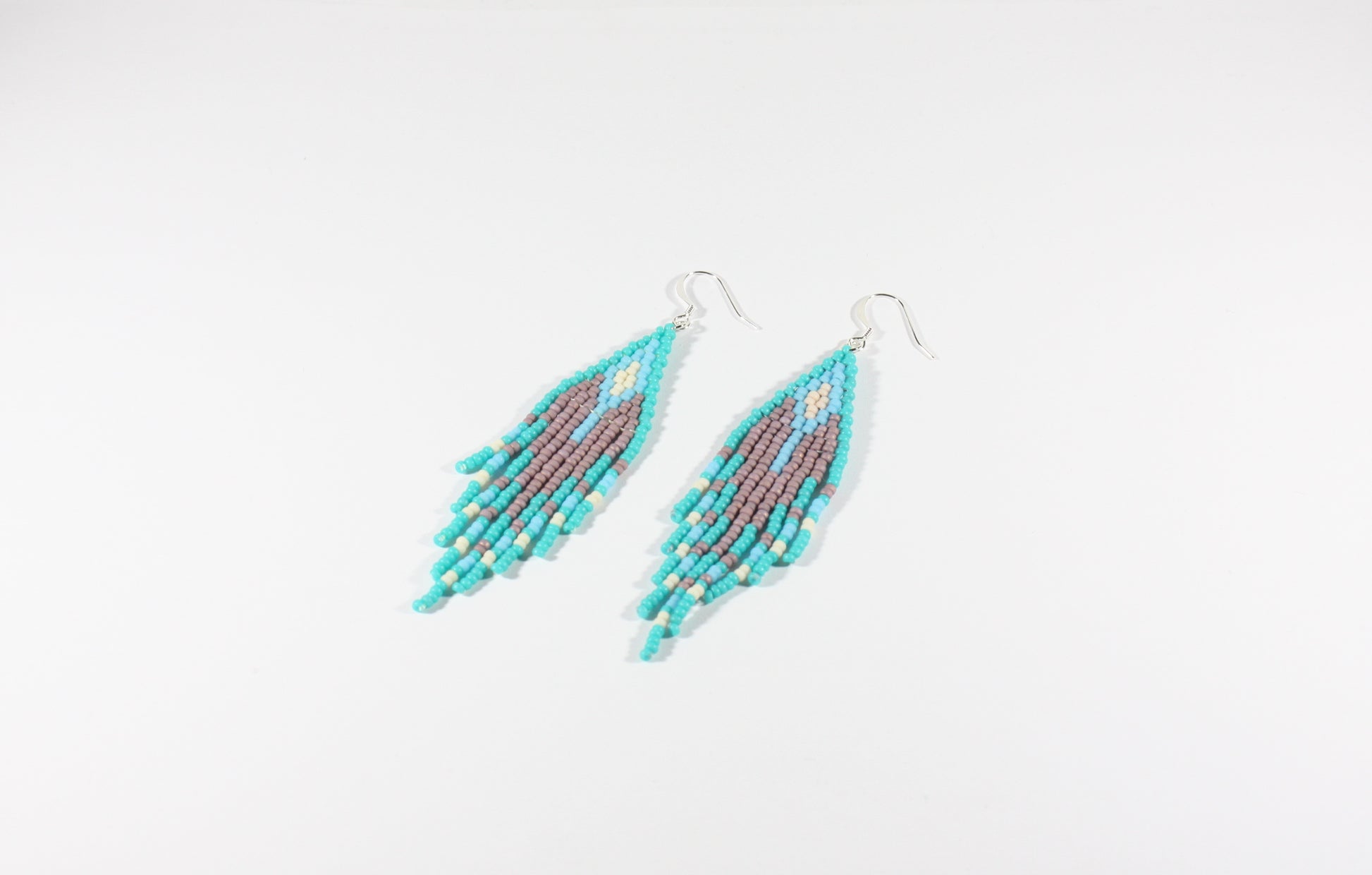 Handwoven fringe seedbead earrings colourful