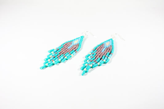 Handwoven fringe seedbead earrings colourful