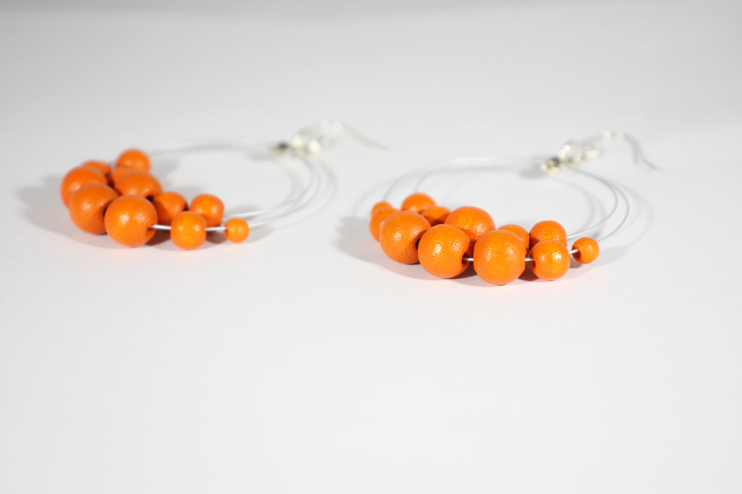 Wooden bead earrings orange