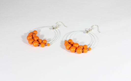 Wooden bead earrings orange