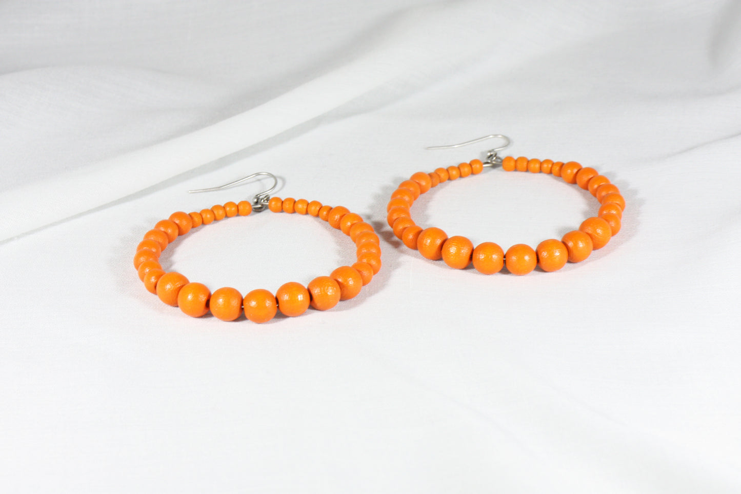 Wooden hoop earrings orange