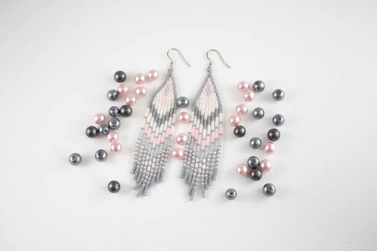 Fringe seed bead earrings pastel