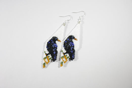 Handwoven Raven Diamond Earrings – Seed Bead Jewelry
