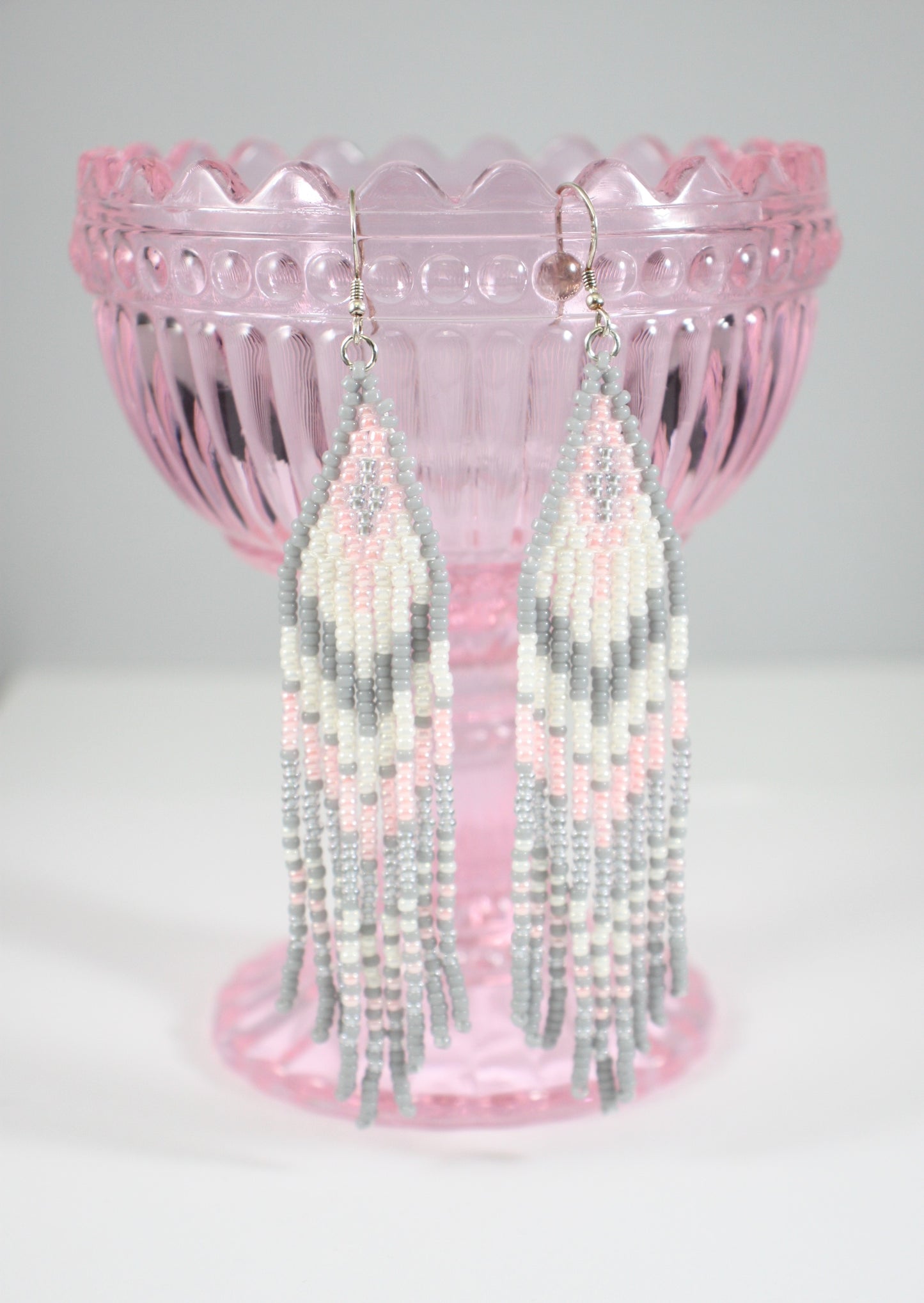 Fringe seed bead earrings pastel