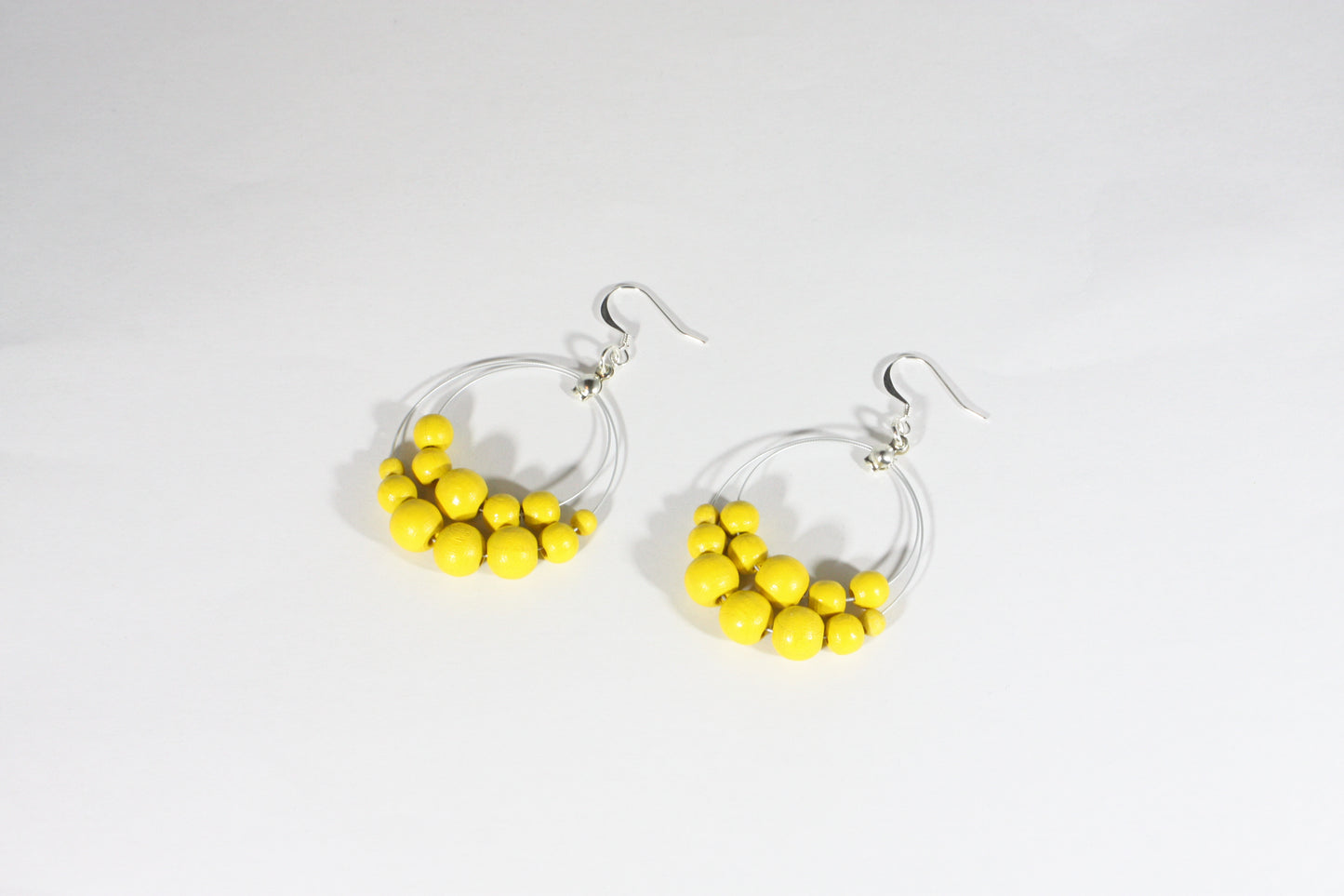 Wooden bead earrings yellow