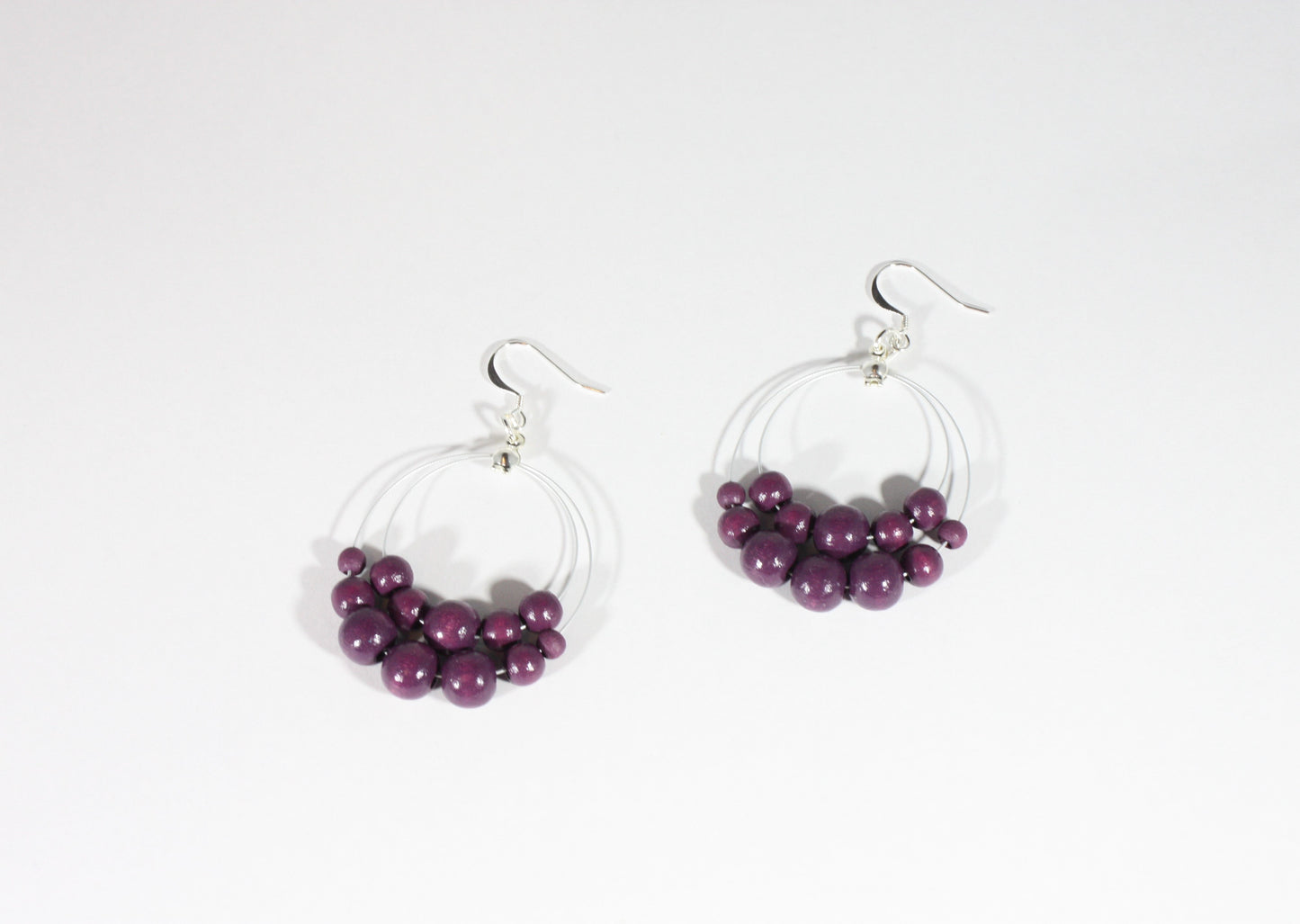 Wooden bead earrings dark violet