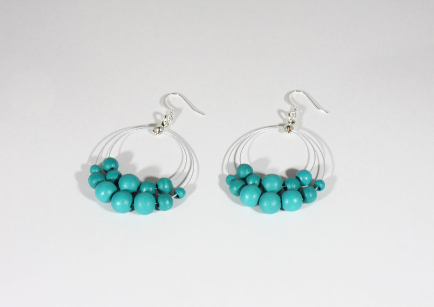 Wooden bead earrings turquoise