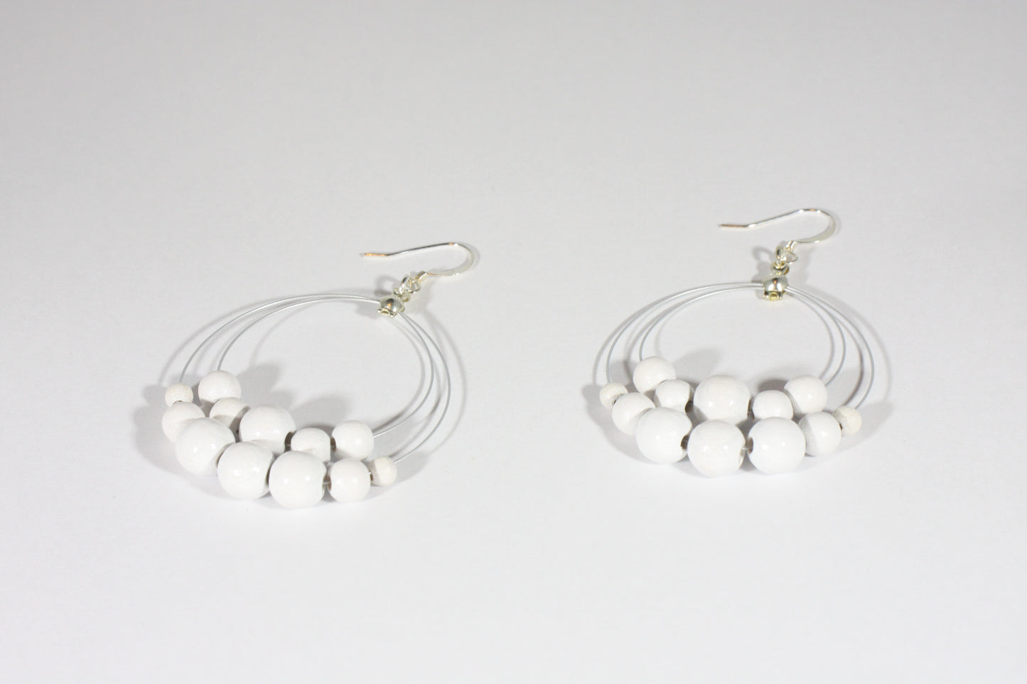 Wooden bead earrings white