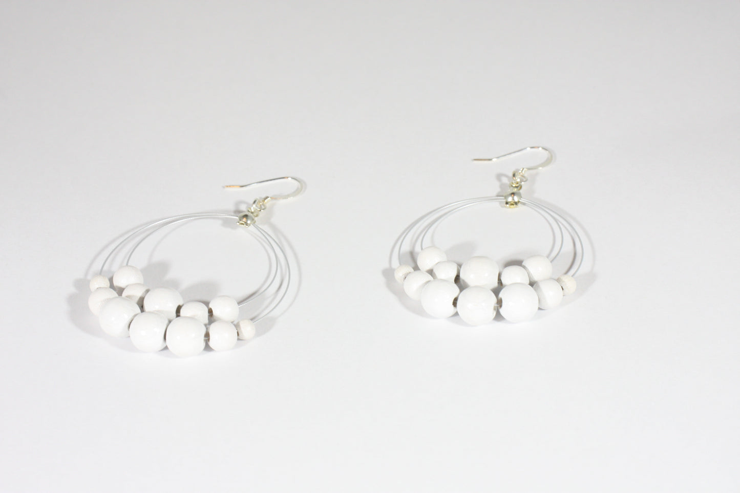 Wooden bead earrings white