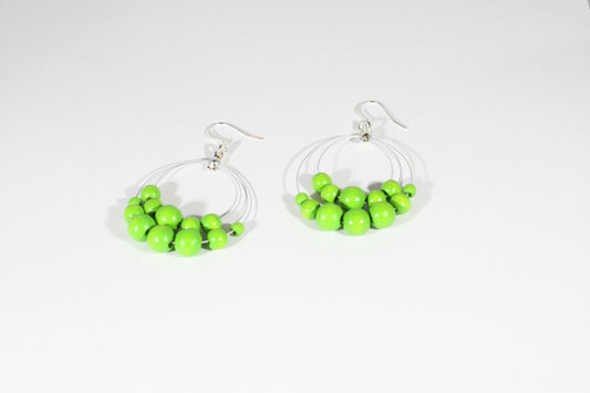 Wooden bead earrings light green