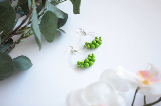 Wooden Hoops Earrings Light Green